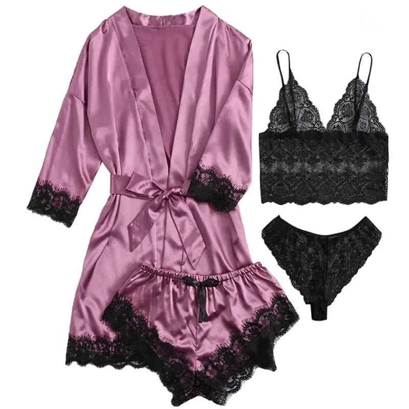 Woman Sleepwear Pajamas Ser Robe Sexy Lace in USA