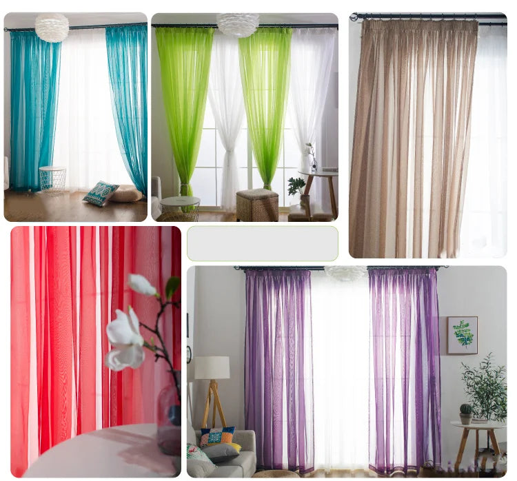 Solid Color Multicolor Bay Window Screening Door Curtains IN USA.