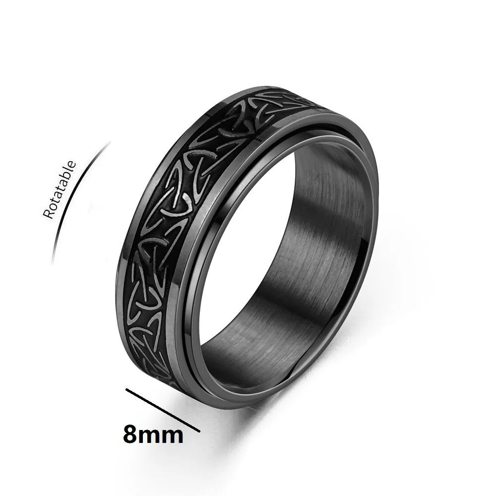 Viking Celtic Knot Rune Ring Men Rotating Stainless Steel Anti Stress in USA