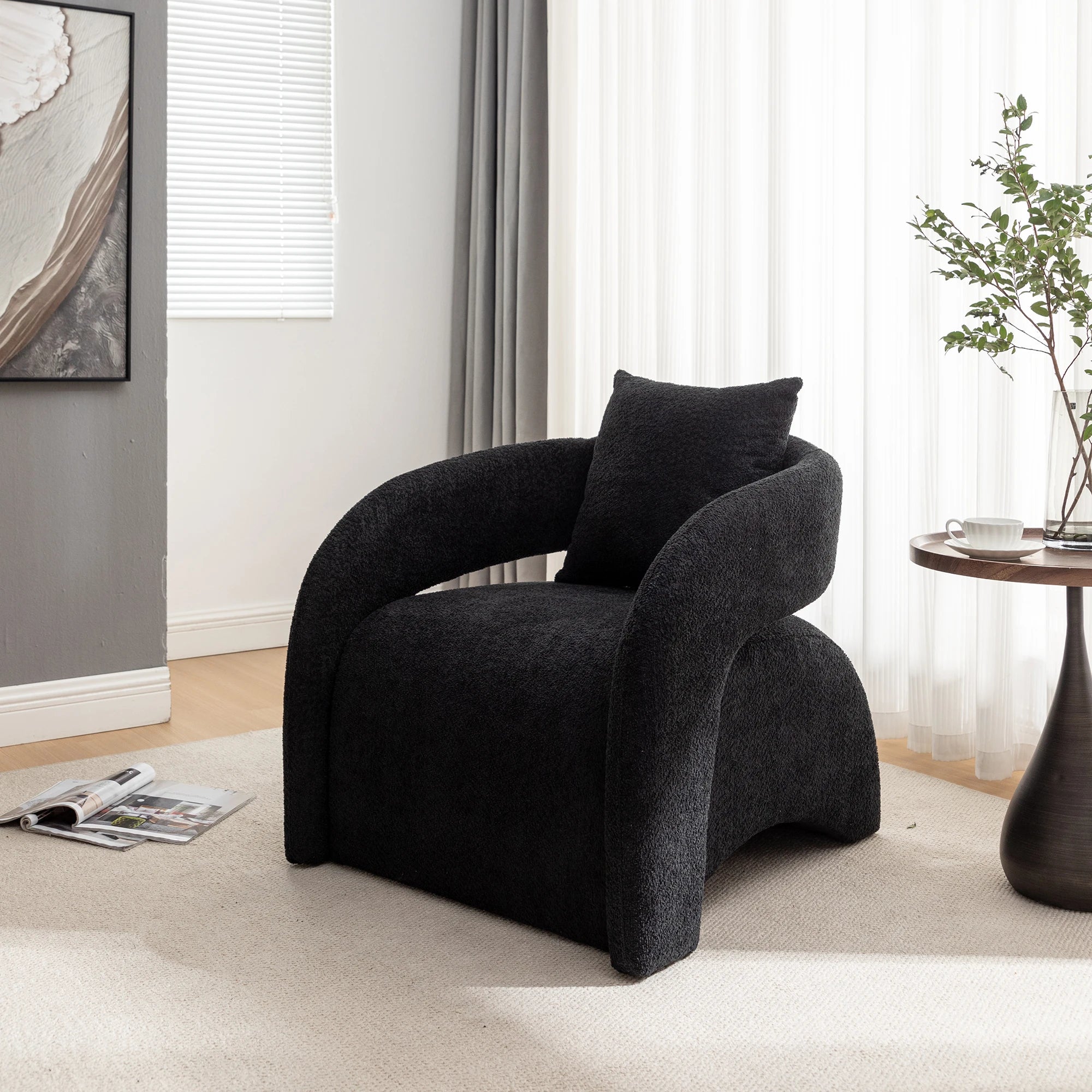 SEYNAR Open-Back Boucle Upholstered Accent armchair IN USA.