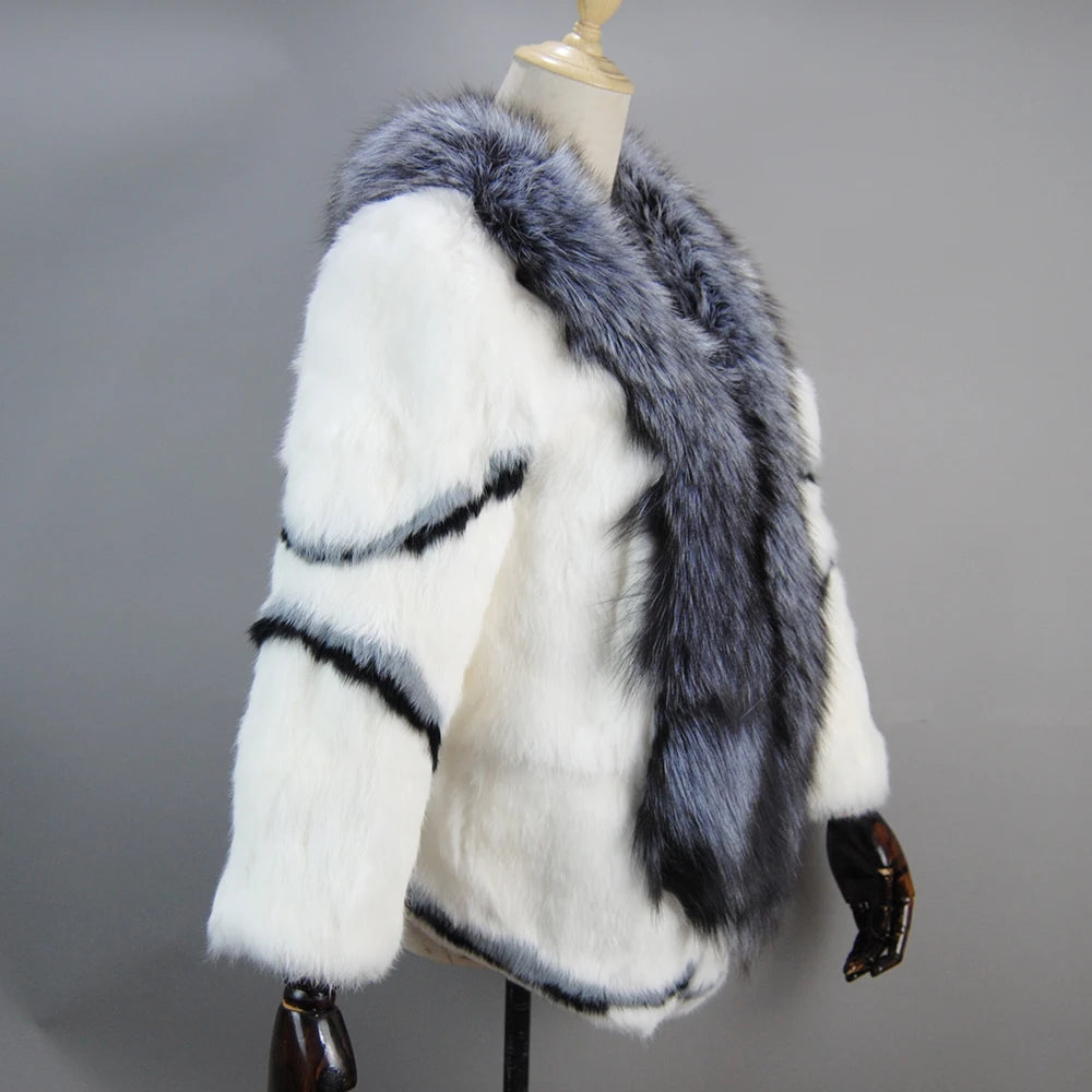 New Arrival Fashion Women Winter Full Pelt Rabbit Fur Coat in USA