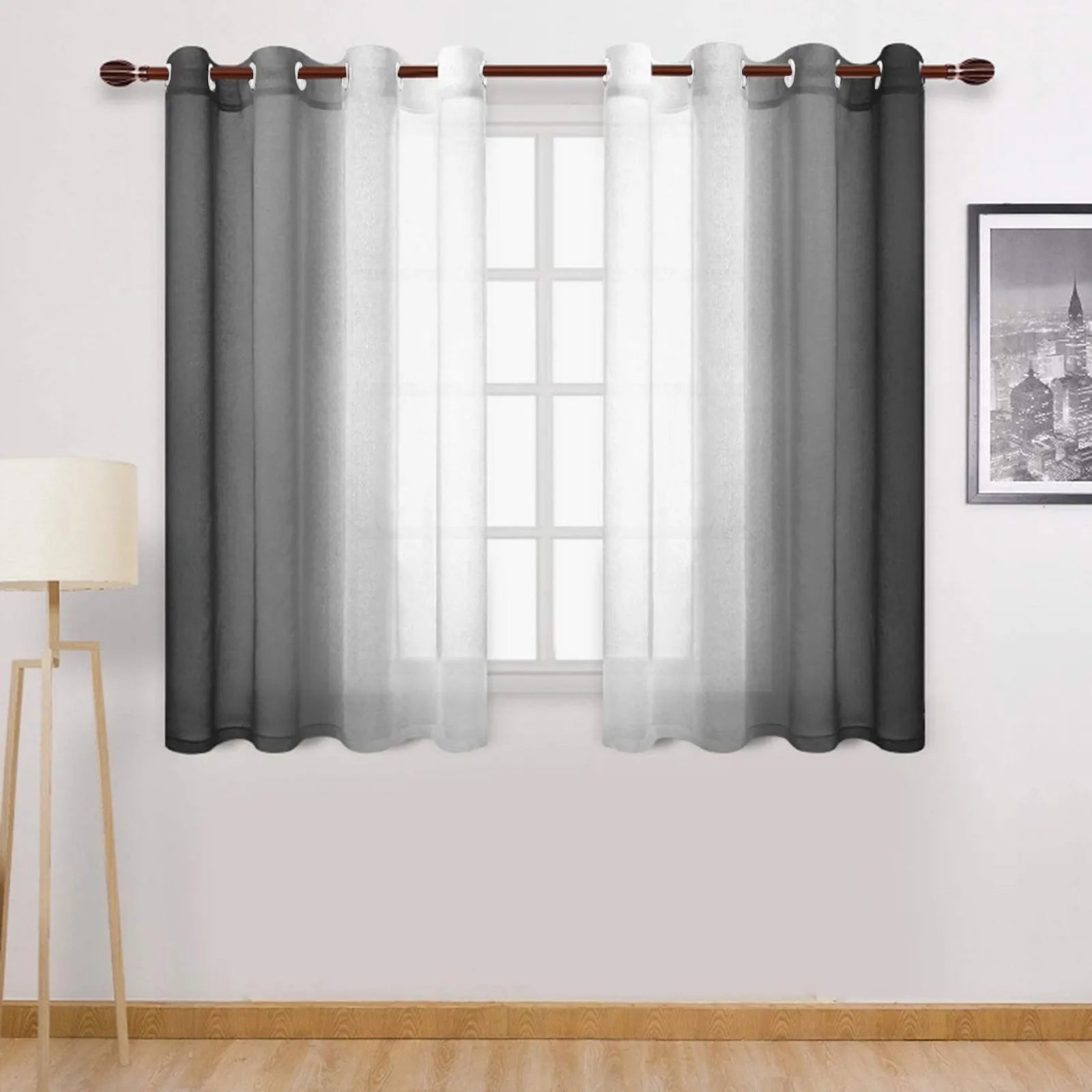 Modern Gradient Color Curtain Tulle Decorative Sheer Curtains IN USA.