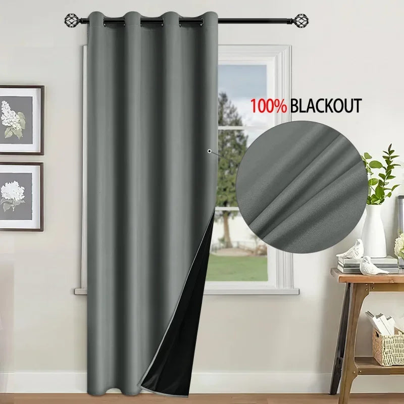 Solid Color Blackout Curtains Thermal Insulated Darkening Curtain in USA