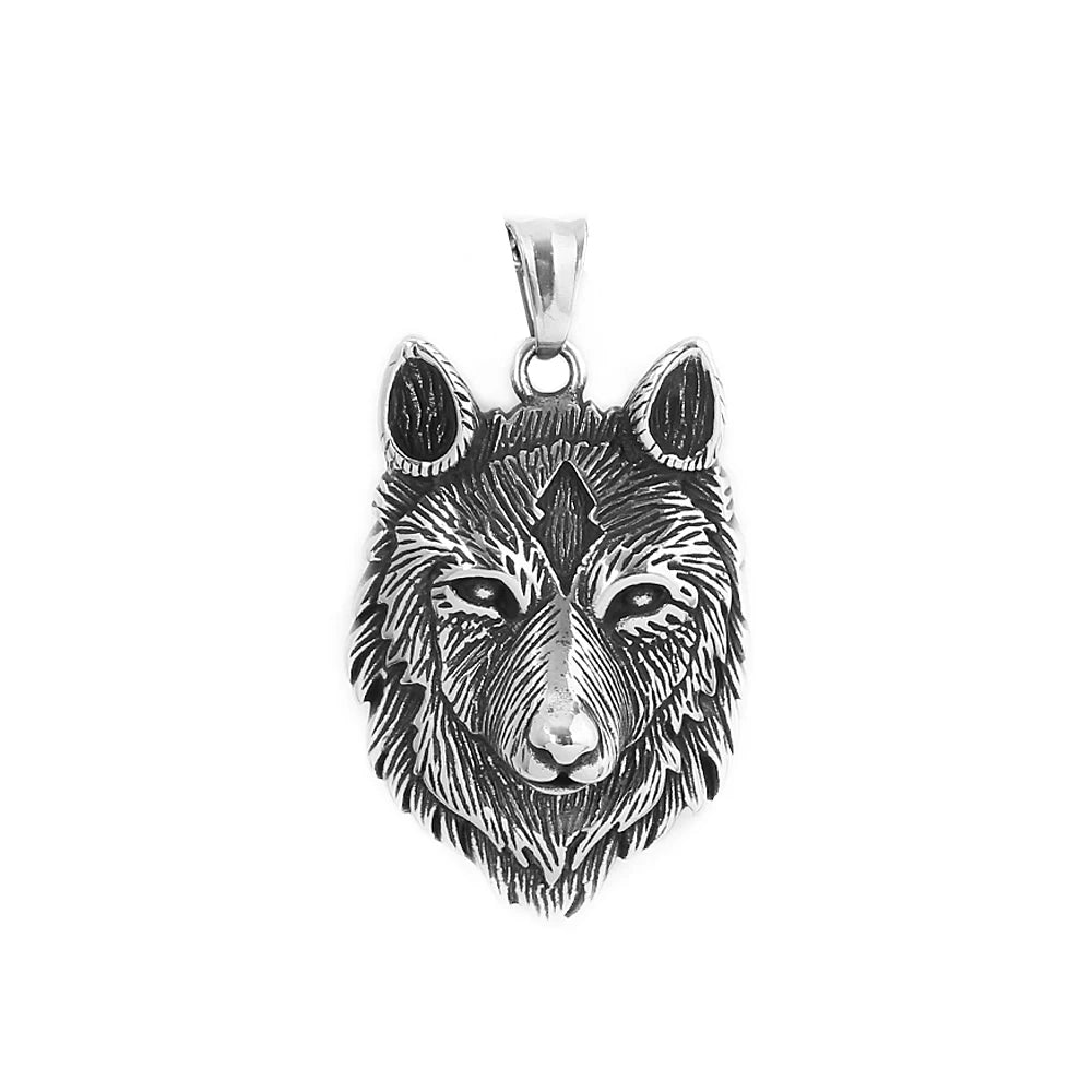 Fashion Vintage Viking Wolf Head Pendant Men Boy Pun in USA