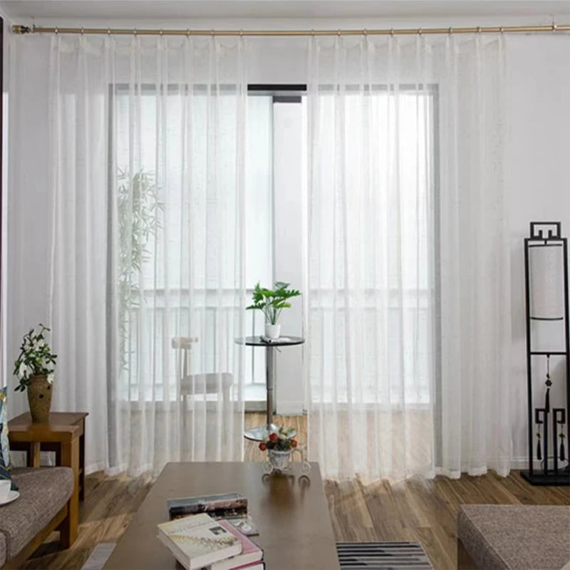 Asazal White Tulle Sheer Bay Window Gauze Curtains IN USA.