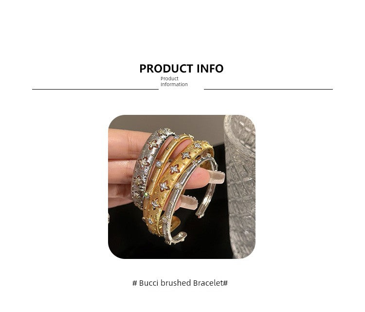 Joy Woven Gold Advanced Texture Rhinestone Retro Bracelet in USA.