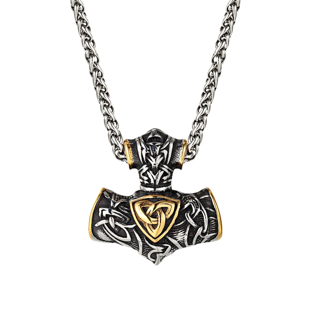 Viking Runes Anchor Necklace Mens Thor Hammer in USA