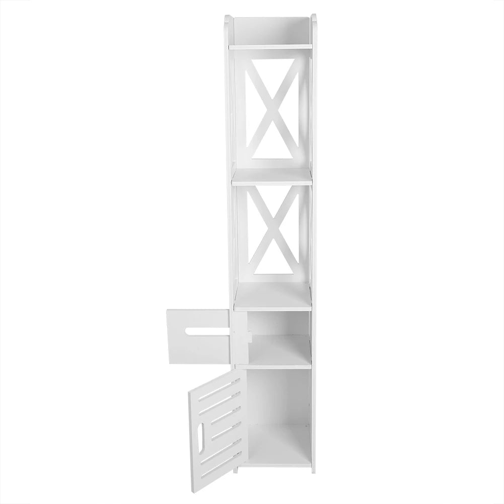 White Wooden Bathroom Cabinet Shelf Cupboard Bathroom Storage