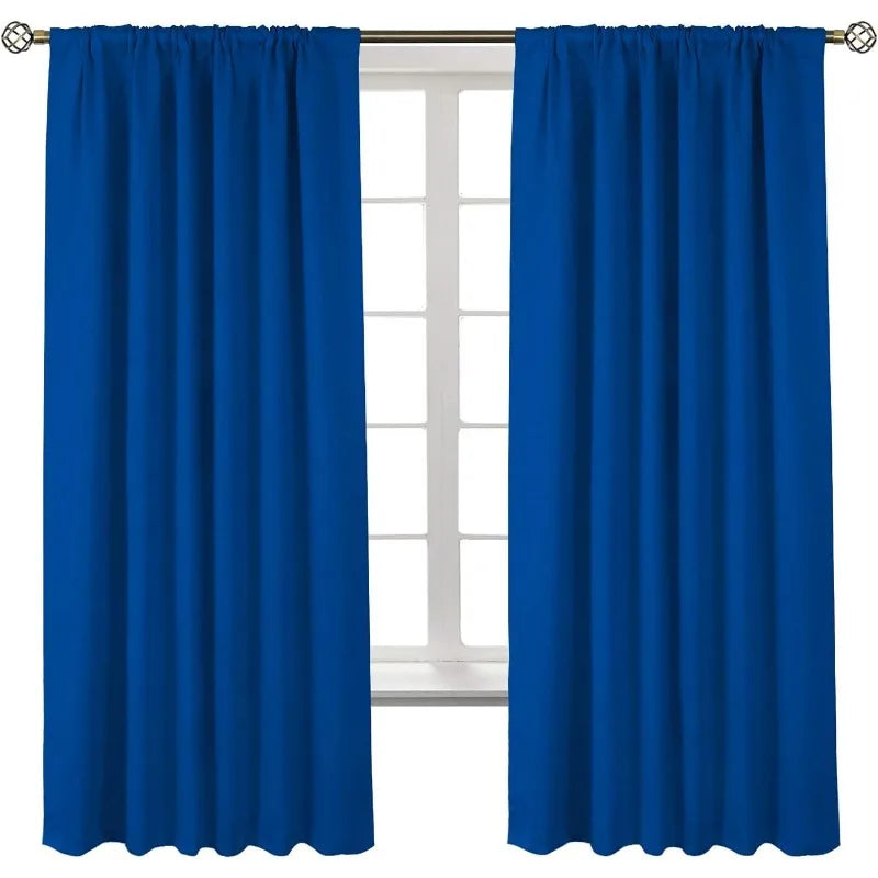 Navy Blue Elegant Blackout Curtains Rod Pocket in USA