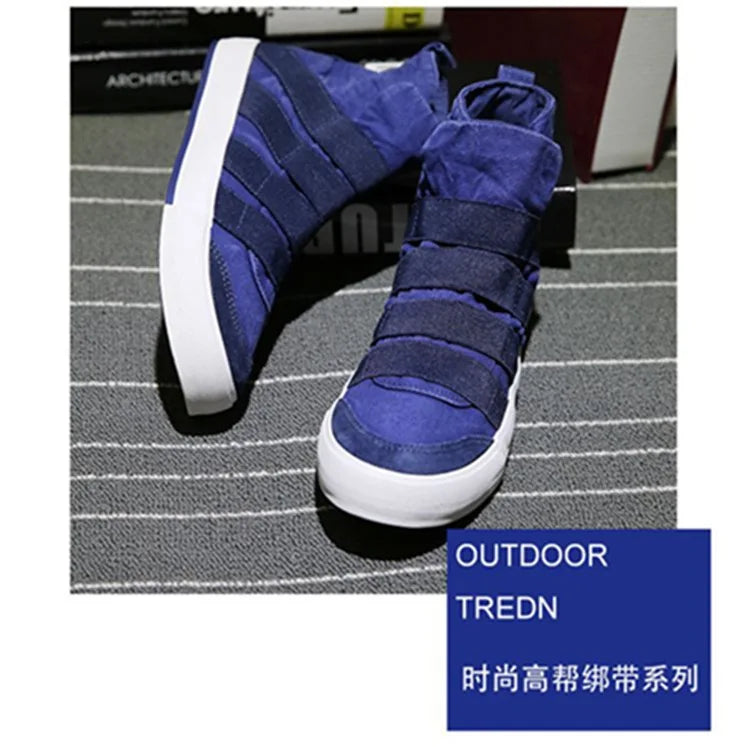 High Top Men Shoes Flats Slip On Casual Shoes Male Canvas in USA