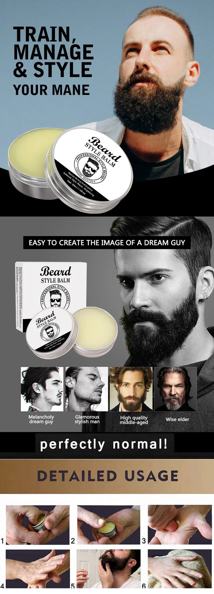 Beard Balm Men Natural Beard Care Wax Balm in USA