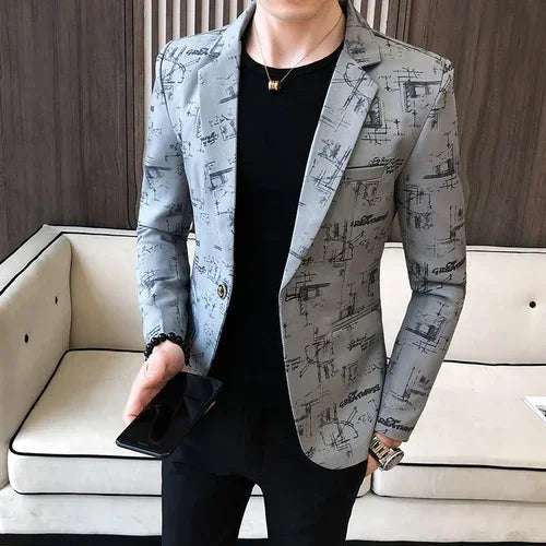 Men Blazer Slim Fit Autumn Korean Version of The Printed IN USA.