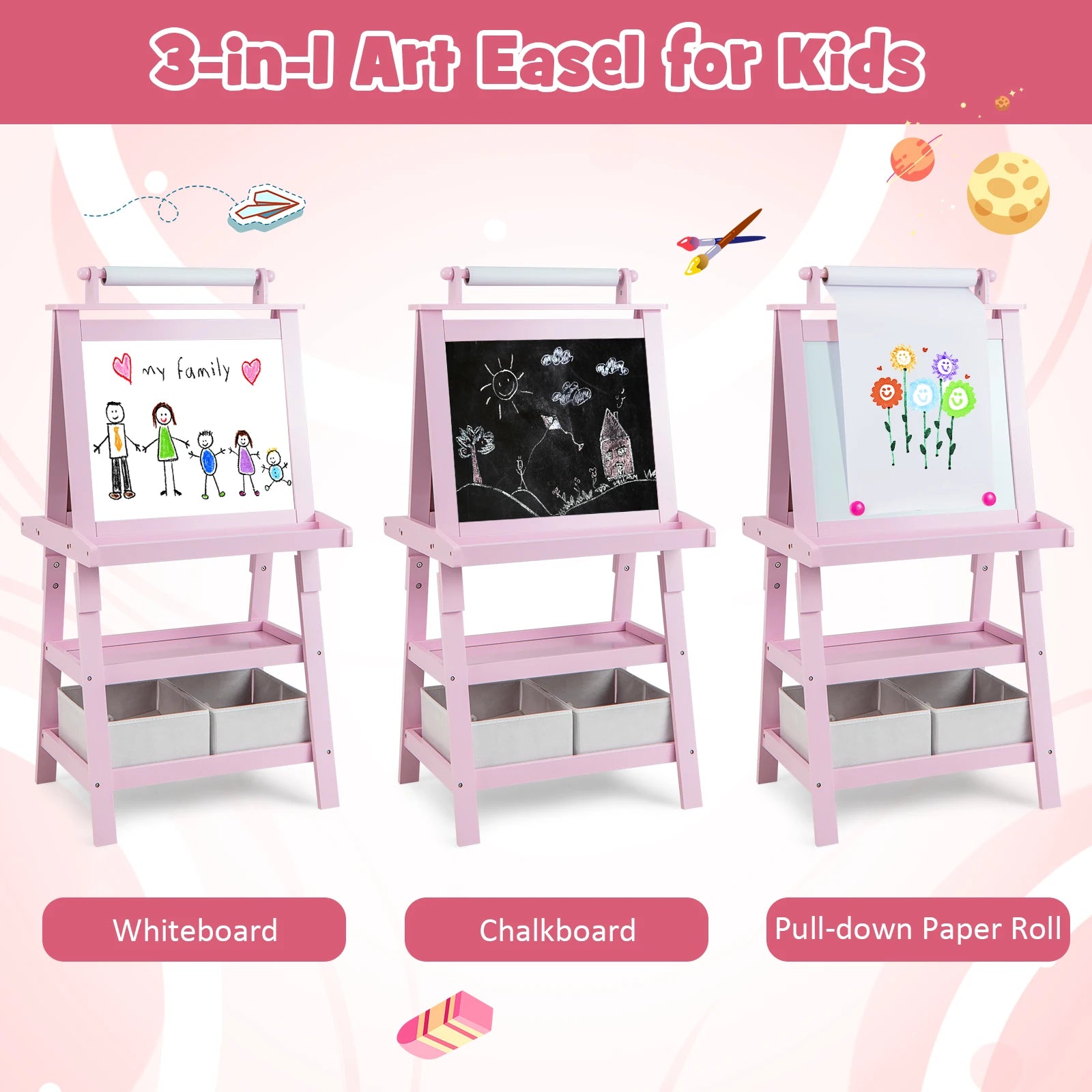 Kids Art Easel Double Sided Chalkboard Magnetic in USA