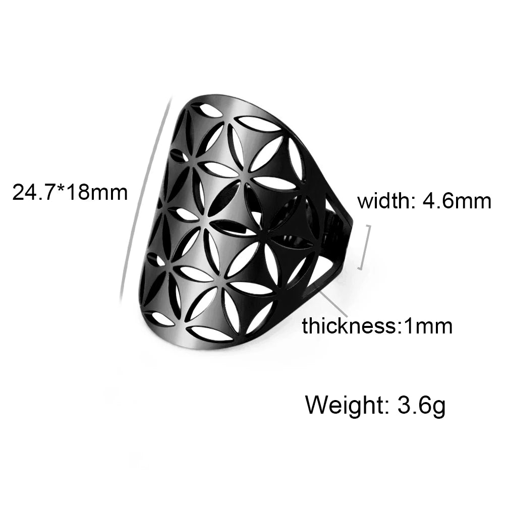 Unift Scared Geometry Flower Life Ring Adjustable Stainless Steel Ring in USA