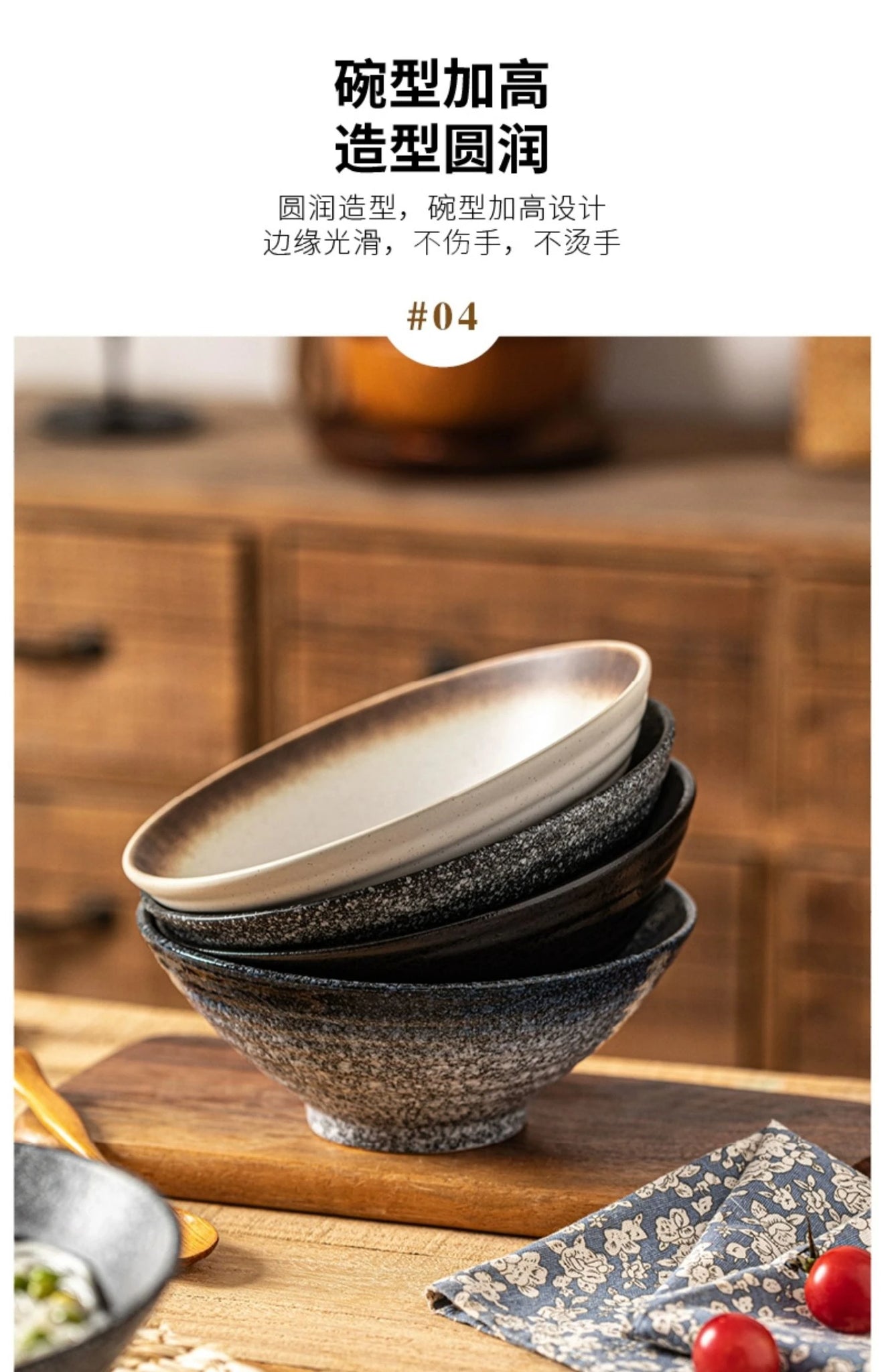 Ceramic Lamian Noodles Bowl Set Home Kitchen with Tableware in USA.