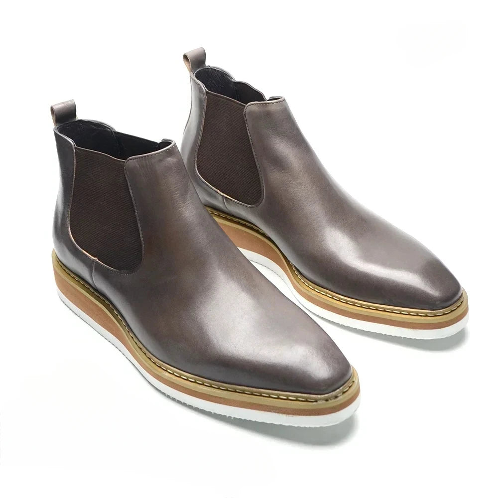 British Style Cow Genuine Leather Men's Chelsea Ankle Boots in USA