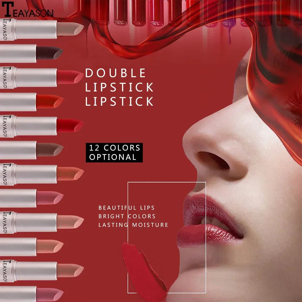 Double Head Lip Gloss Matte Velvet Sexy Red Tint Liquid Lipstick in USA