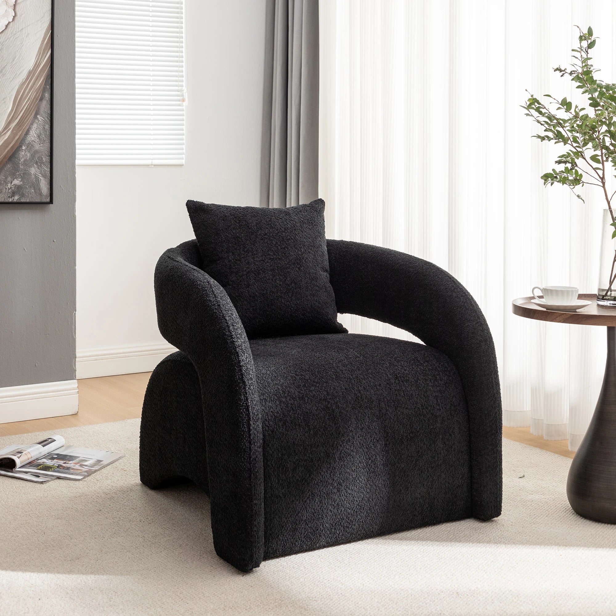 SEYNAR Open-Back Boucle Upholstered Accent armchair IN USA.