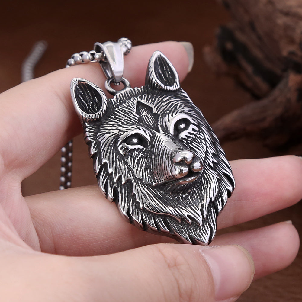 Fashion Vintage Viking Wolf Head Pendant Men Boy Pun in USA