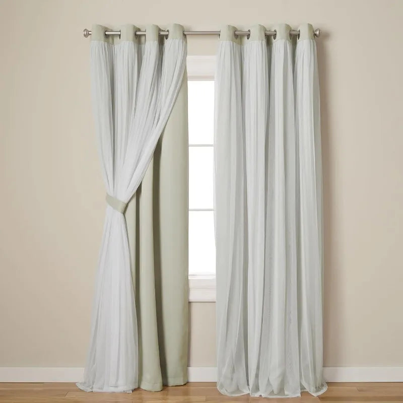 Layered Solid Room Darkening Blackout and Sheer Grommet in USA