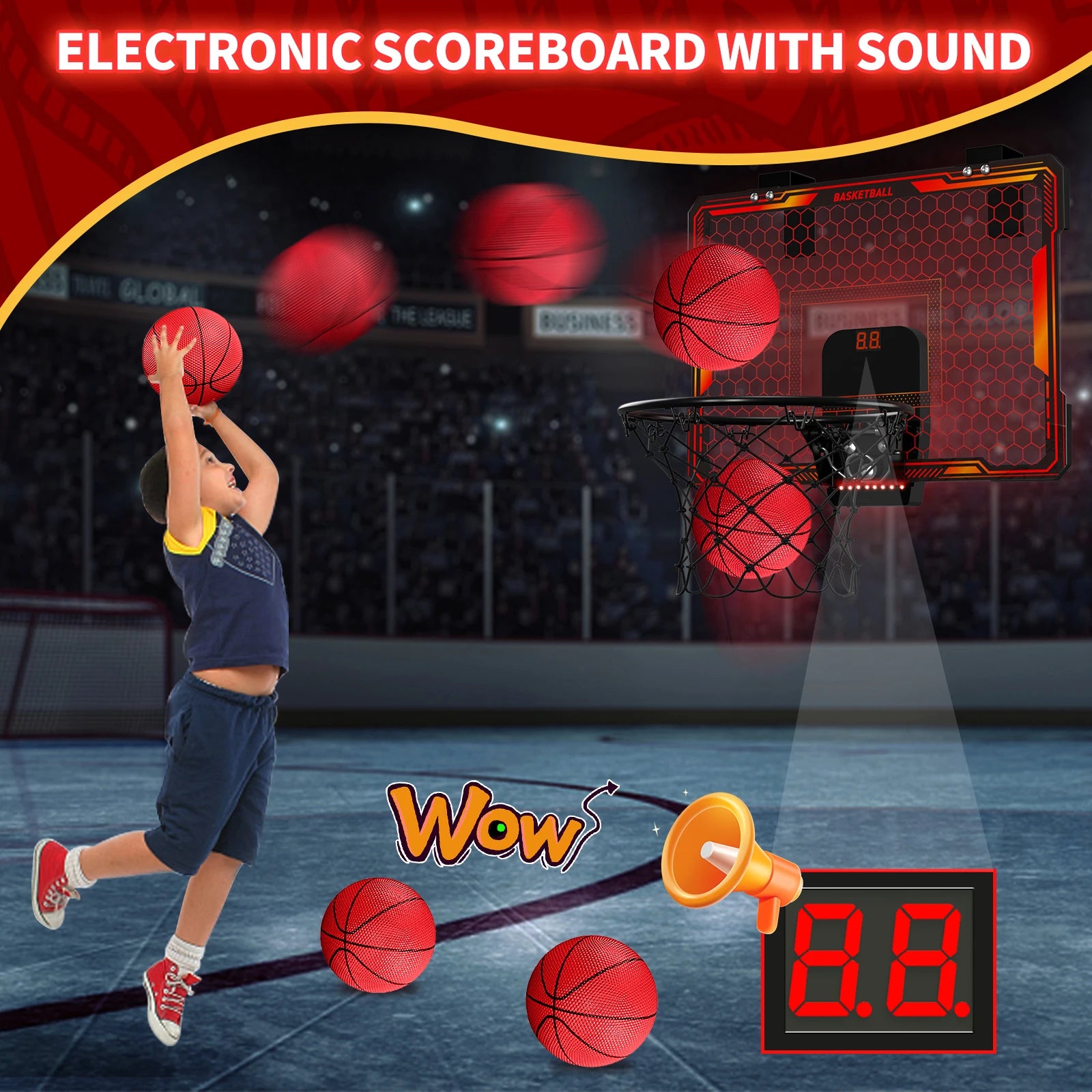 Remote Control Mini Basketball Hoop Electronic Scoreboard in USA