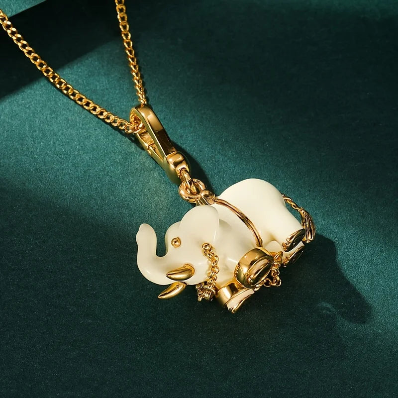 Fashion Enamel Openable Elephant Pendant Necklace Women in USA