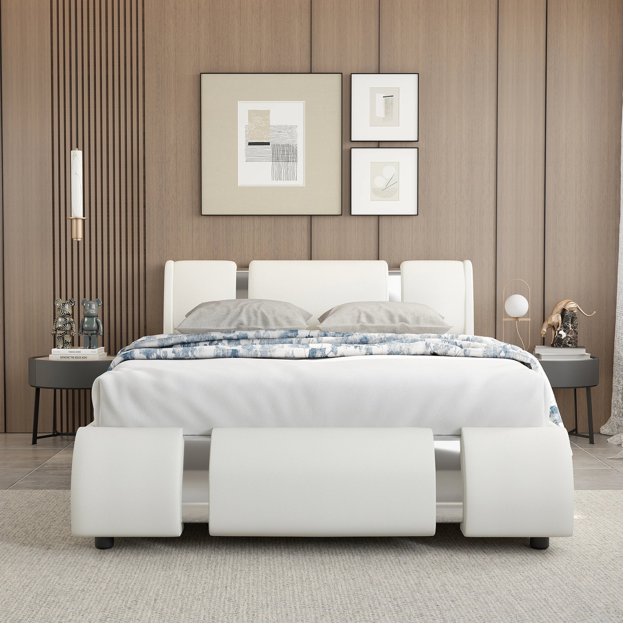 Queen/Full LED Bed Frame Adjustable Headboard, Modern in USA.