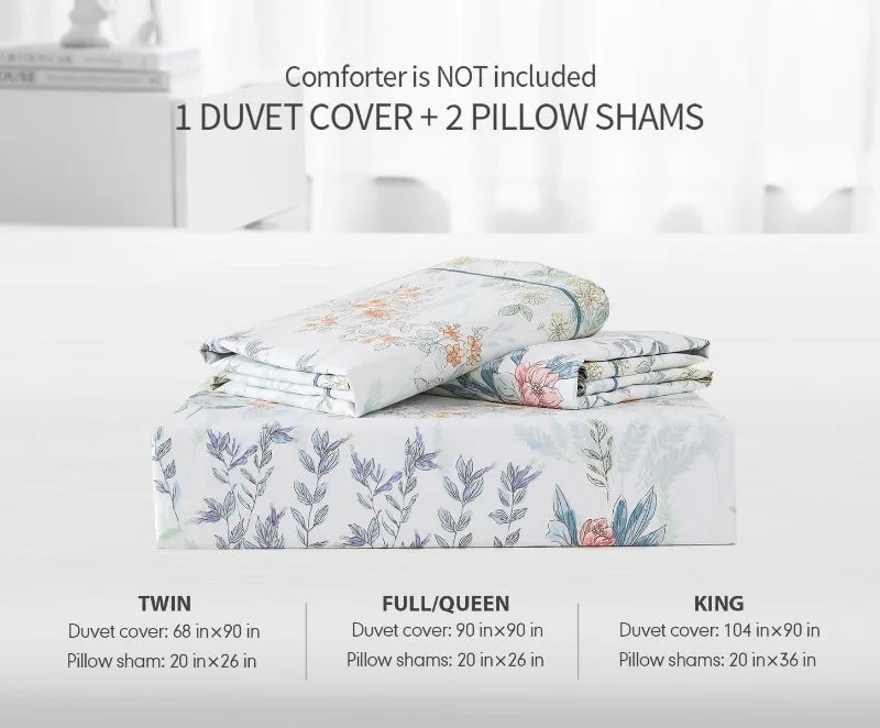 Duvet Cover, Thread Count Cotton Printed Luxury Floral Comforter