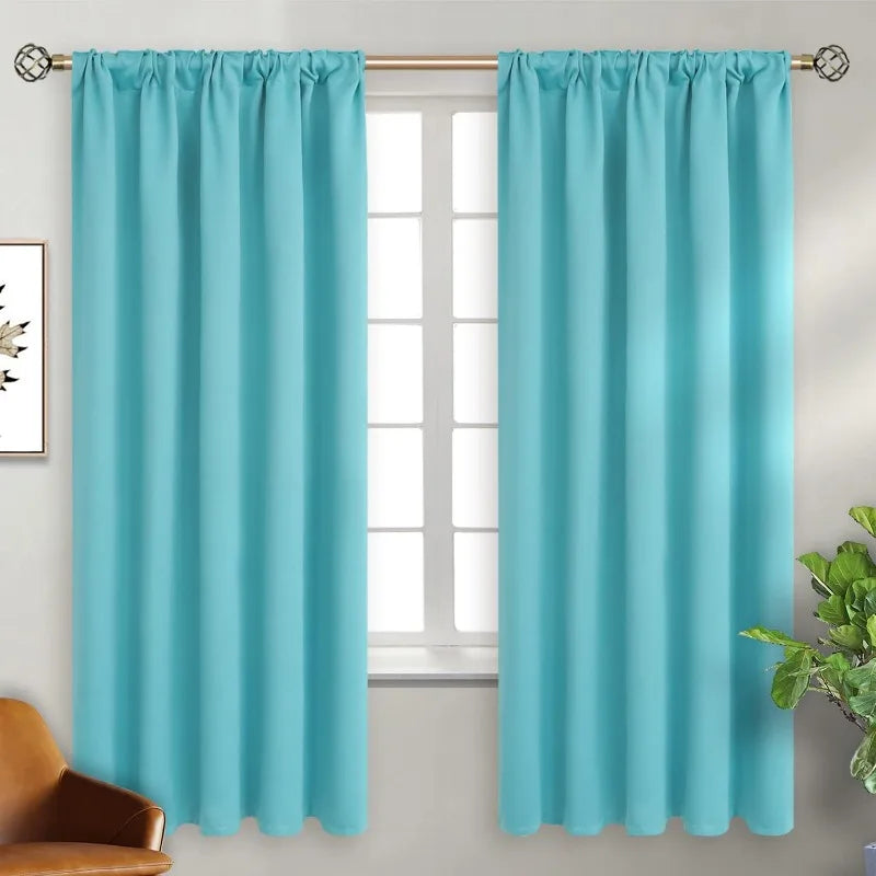 Navy Blue Elegant Blackout Curtains Rod Pocket in USA