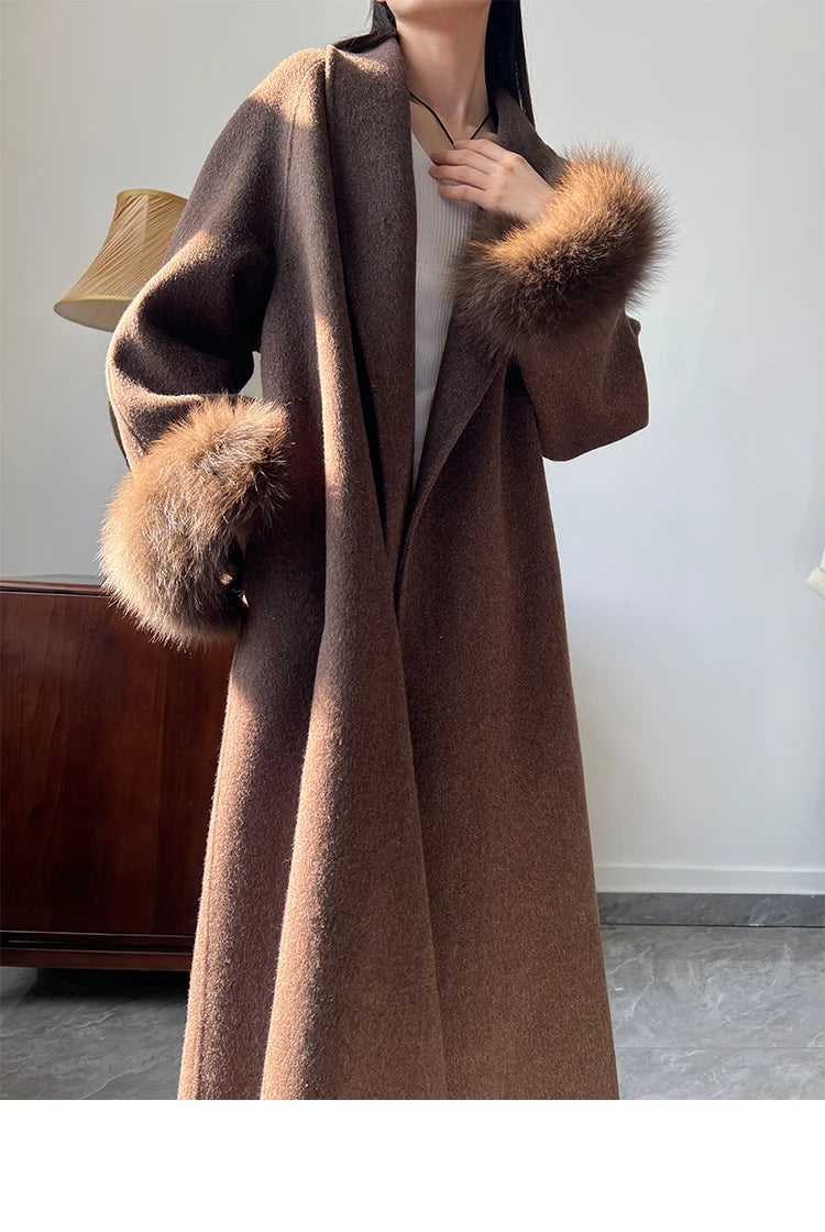 Lady Fox Fur High-Grade Cashmere Jackets Autumn Winter in USA.