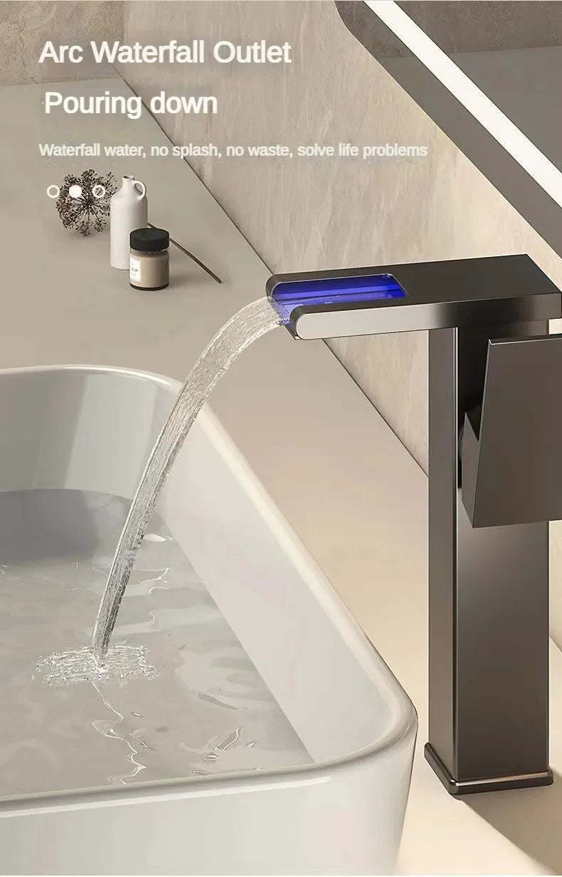 LED Light Waterfall Faucet Water Flow Power Generation