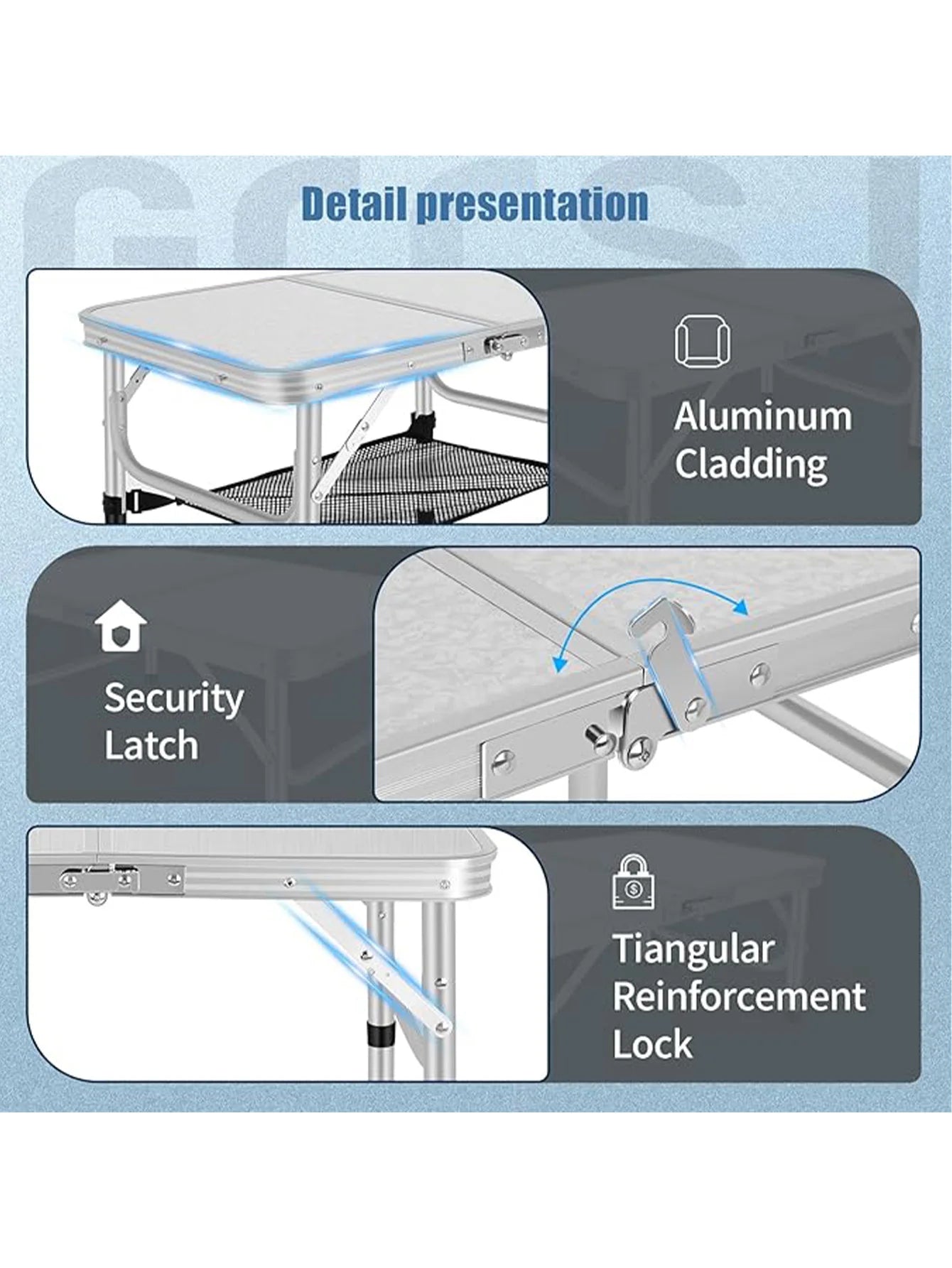 Adjustable Height Carry Handle Camping Table in USA