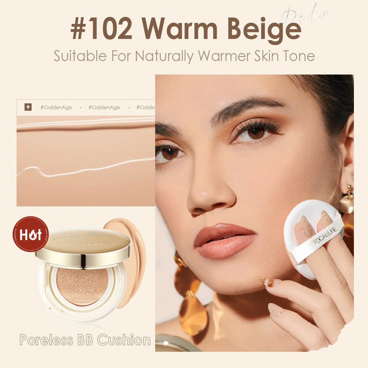 FOCALLURE Waterproof Matte Air Cushion Poreless BB＆CC Cream in USA