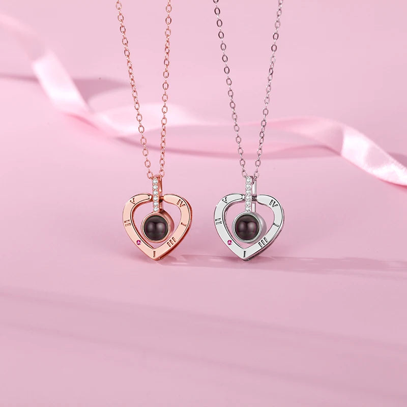 Love Heart Necklace I Love You Projection Pendant Jewelry in USA