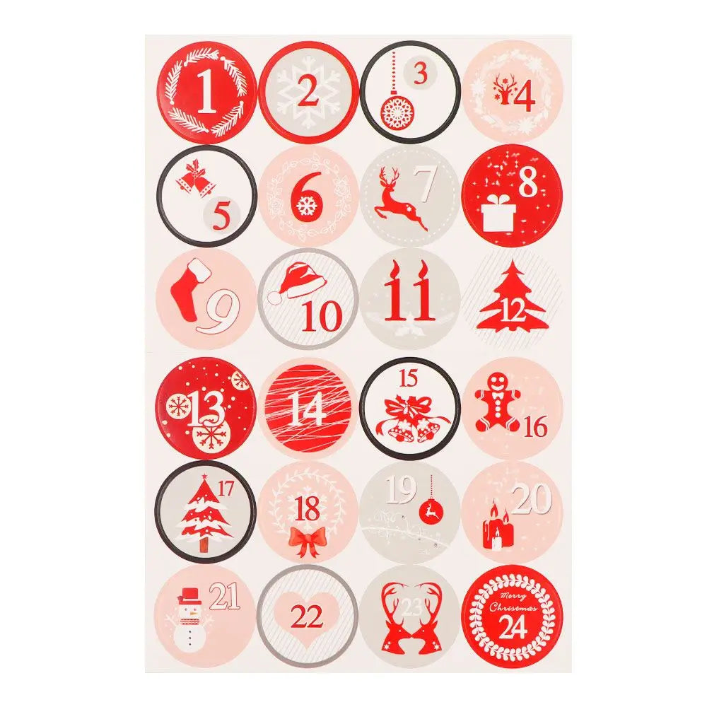 Christmas Gift Stickers Advent Calendar Number Paper