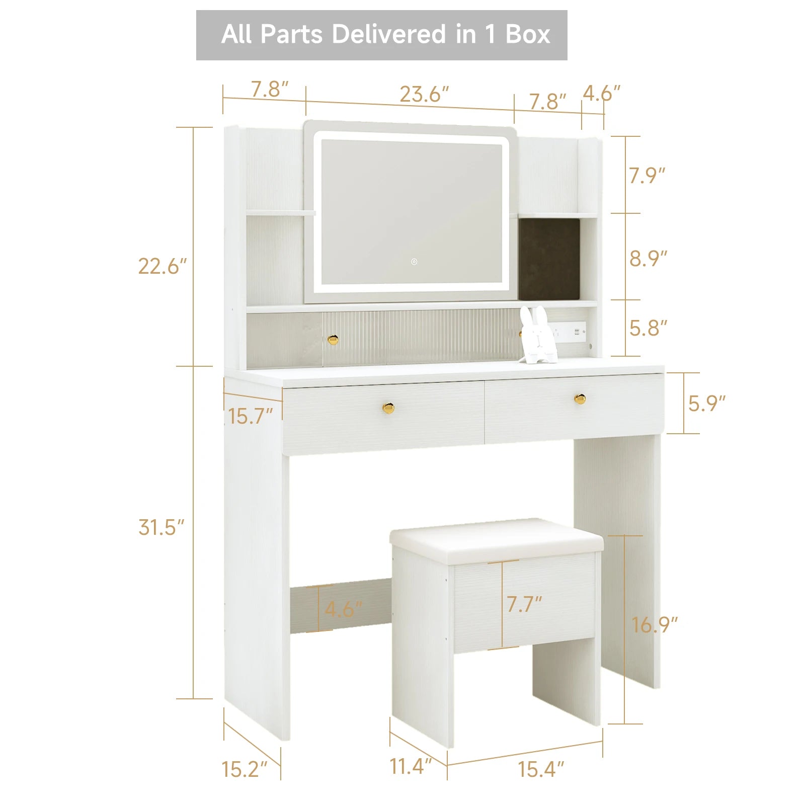 Desk Mirror Lights Dressers Drawers Makeup Table IN USA.