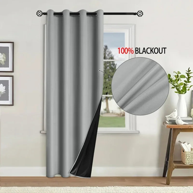 Solid Color Blackout Curtains Thermal Insulated Darkening Curtain in USA