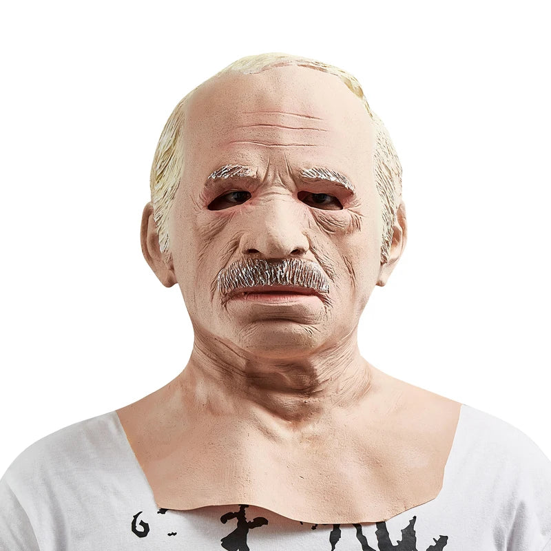 Old Man Mask Halloween Wrinkle Full Head Mask in USA