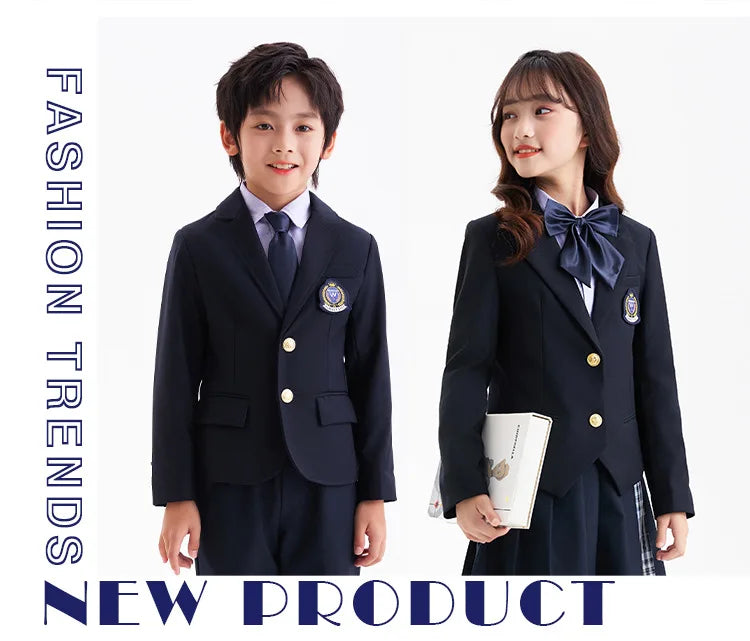 Children School Uniform Girls Jacket Pleated Skirt Suits Boys in USA