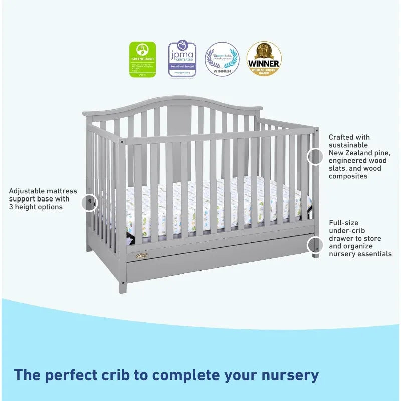 Convertible Crib Changer with Drawer (White) in USA