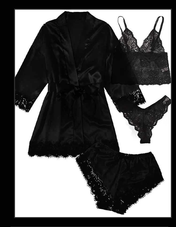 Woman Sleepwear Pajamas Ser Robe Sexy Lace in USA