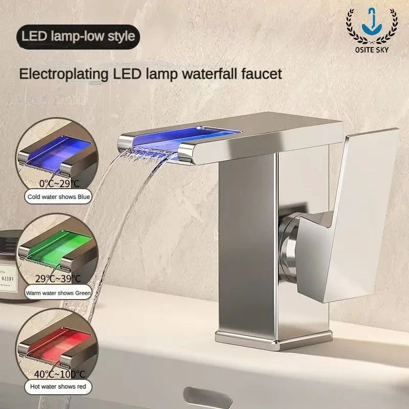 LED Light Waterfall Faucet Water Flow Power Generation