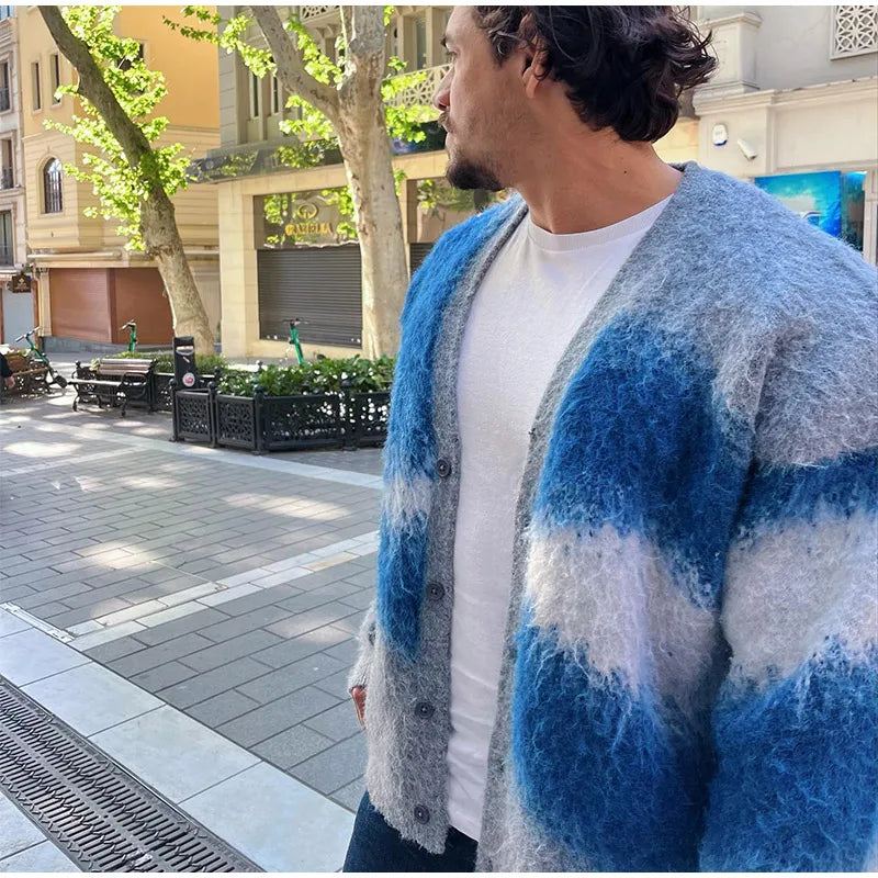 Casual Tie Dye Cashmere Sweater Cardigan Man Fashion in USA