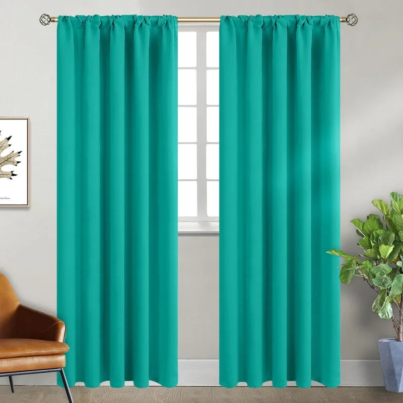 Navy Blue Elegant Blackout Curtains Rod Pocket in USA