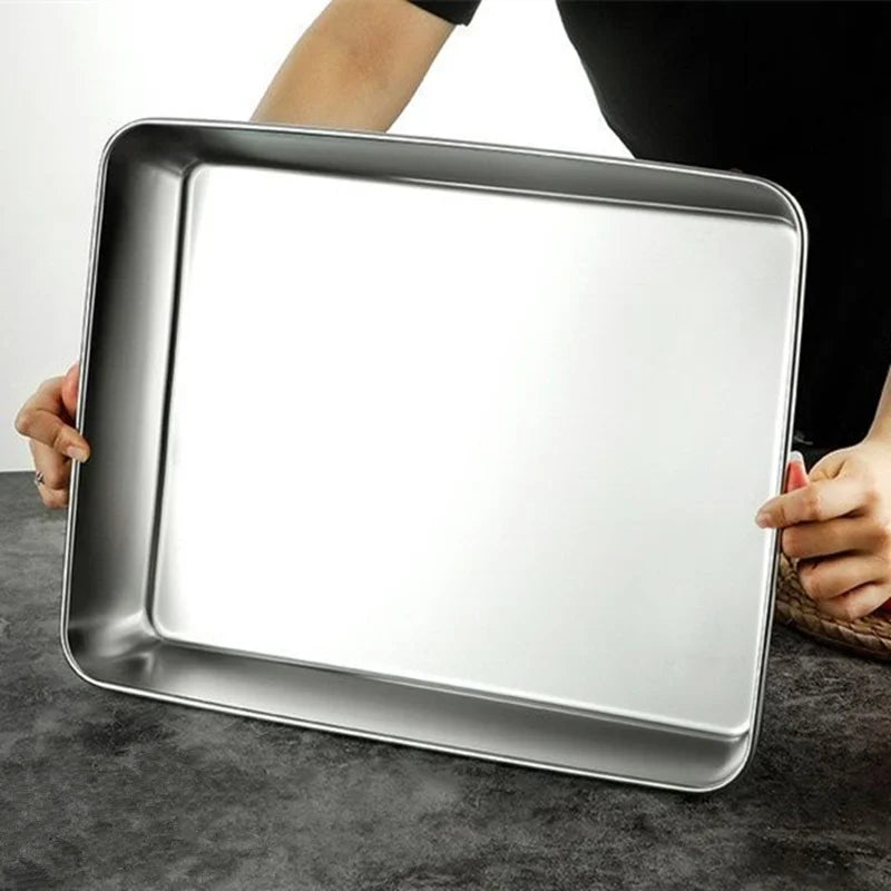 Thicken Stainless Steel Food Storage Tray Rectangular in USA.