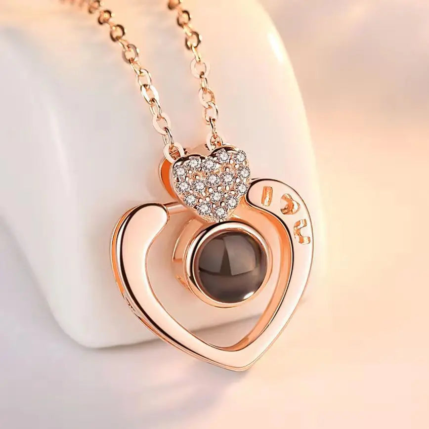 Love Heart Necklace I Love You Projection Pendant Jewelry in USA