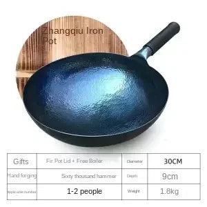 Iron Wok Pan Traditional Hammered Iron Woks Frying in USA.