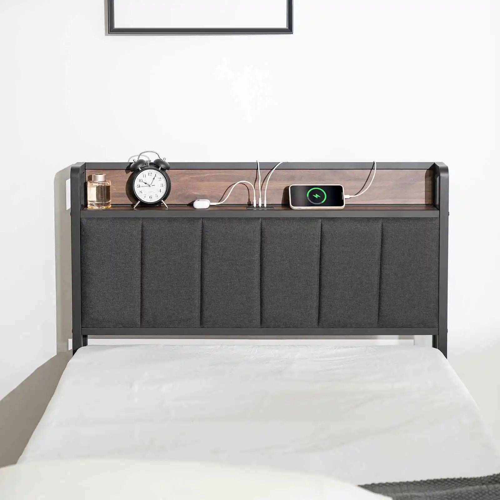 Full Bed Frame Charging Station No Springs Required Easy IN USA.