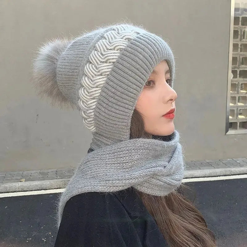 New Super Cute Warm Winter Scarf Hat Gloves Fleece Thickened in USA