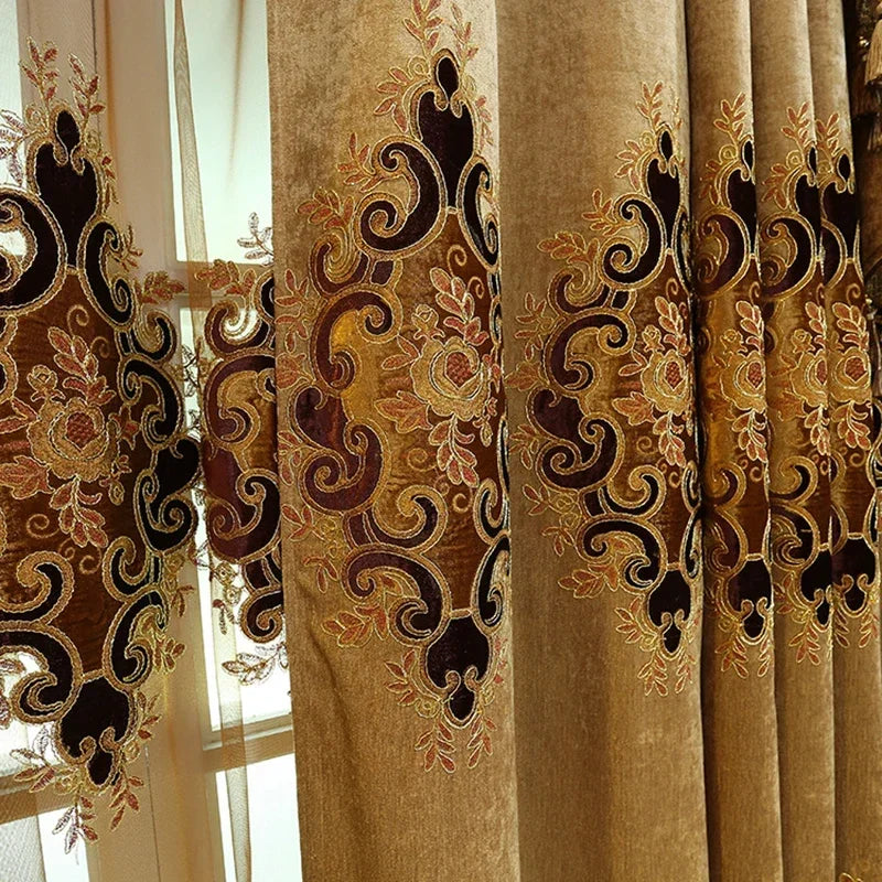 European Luxury Embroidered Curtains Living Room Curtains in USA